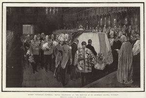 Funérailles de la reine Victoria, les pleureurs royaux au service dans la chapelle Saint-Georges, Windsor - William Hatherell