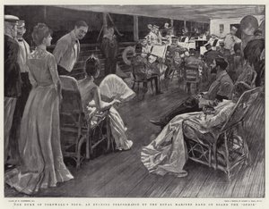 La tournée du duc de Cornouailles, une représentation en soirée par la fanfare des Royal Marines à bord de l