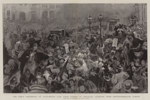 La grande procession des voitures automobiles de Londres à Brighton, départ de Northumberland Avenue - William Hatherell