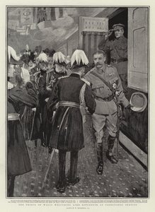 Le prince de Galles accueillant Lord Kitchener à la gare de Paddington - William Hatherell