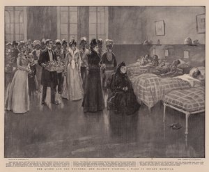La Reine et les blessés, Sa Majesté visitant une salle à l