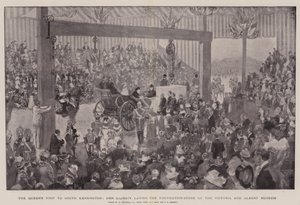 La visite de la reine à South Kensington, Sa Majesté posant la première pierre du Victoria and Albert Museum