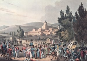 Bataille de Vittoria, 1813, apportant les prisonniers, gravé par I. Clarke, aquatinte par M. DuBourg - William Heath