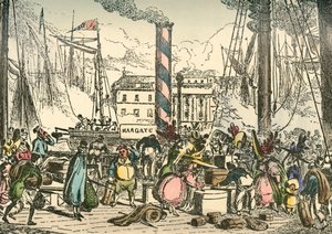 Embarquement à bord du Margate Steam Packet au quai de London Bridges, 1838