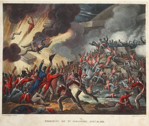Assaut de Saint-Sébastien le 31 août 1811, aquatinte par J.C. Stadler, pub. par Tegg, avril 1818 - William Heath