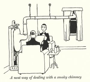 Une manière astucieuse de gérer une cheminée enfumée (lithographie) - William Heath Robinson
