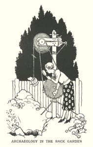 Archéologie dans le jardin (lithographie) - William Heath Robinson