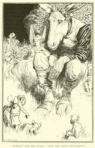 Attendez, dit la Reine, sur ce doux gentilhomme - William Heath Robinson
