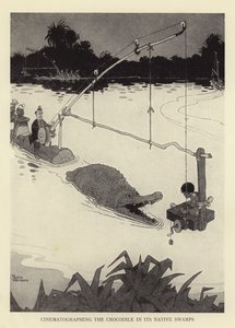Cinématographier le crocodile dans ses marais natifs - William Heath Robinson