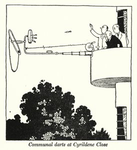 Fléchettes communautaires à Cyrildene Close - William Heath Robinson