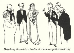 Porter un toast à la santé de la mariée à un mariage homéopathique (lithographie)