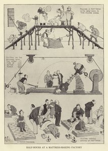 Demi-heures dans une usine de fabrication de matelas - William Heath Robinson