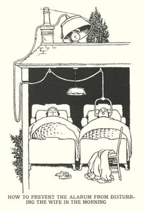 Comment empêcher le réveil de déranger la femme le matin (lithographie) - William Heath Robinson