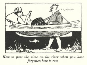 Comment passer le temps sur la rivière quand on a oublié comment ramer (lithographie) - William Heath Robinson
