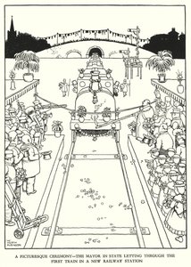 Illustration pour Railway Ribaldry par W Heath Robinson - William Heath Robinson