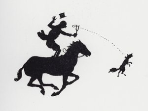 Homme à cheval catapultant un renard - William Heath Robinson