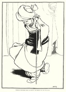 Mesrour se hâta de rapporter le résultat de ses enquêtes - William Heath Robinson