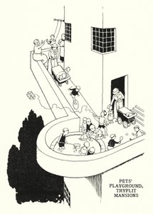 Terrain de jeu pour animaux de compagnie, Tryplit Mansions - William Heath Robinson