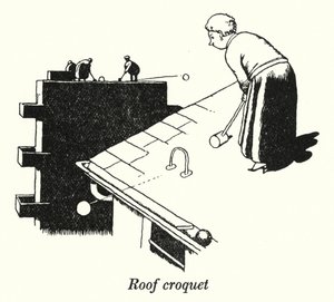 Croquet sur le toit (lithographie) - William Heath Robinson