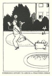 Effort intense pour amuser un enfant capricieux (lithographie) - William Heath Robinson