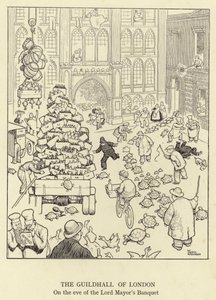 La Guildhall de Londres, à la veille du Banquet du Lord Maire - William Heath Robinson