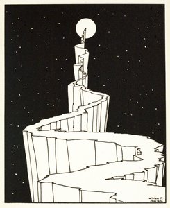 Le Chemin vers la Lune, du Livre des Images, pub. 1898 (gravure) - William Heath Robinson