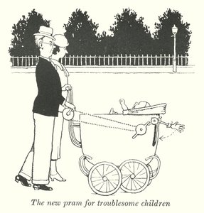 La nouvelle poussette pour enfants turbulents (lithographie) - William Heath Robinson
