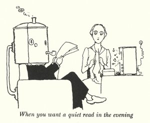 Quand vous voulez lire tranquillement le soir (lithographie) - William Heath Robinson