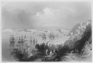 Port de Cove, dans le port de Queenstown (gravure) - William Henry (after) Bartlett