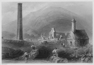 Tour ronde, etc., Glendalough, comté de Wicklow (gravure) - William Henry (after) Bartlett