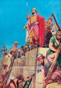 Reconstruction des murs de Jérusalem (lithographie couleur)