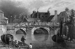 Bow Bridge, Essex, gravé par John Rogers, 1832 - William Henry Bartlett