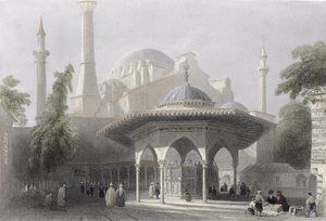 Cour et Fontaine de Sainte-Sophie, Istanbul, gravé par J. Redaway, c.1850