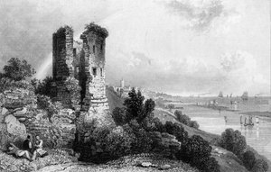 Hadleigh Castle, Essex, gravé par Charles Mottram, 1832 - William Henry Bartlett
