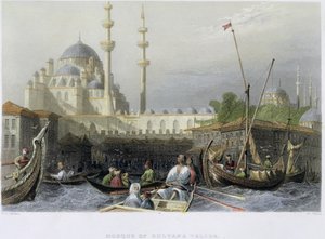 Mosquée de Sultana Valide depuis le port, gravée par William Wallis, vers 1850 - William Henry Bartlett