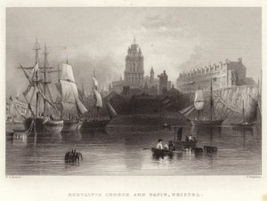 Église et Bassin de Redcliffe, Bristol - William Henry Bartlett