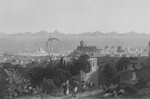 Rhodes, depuis les hauteurs, près de la villa de Sir Sidney Smith - William Henry Bartlett