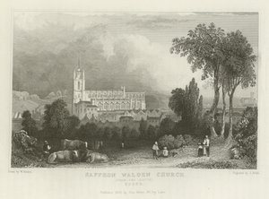Église de Saffron Walden, depuis le sud, Essex - William Henry Bartlett