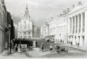 State Street, Boston, gravé par S. Lacey - William Henry Bartlett