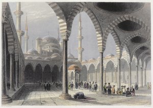 La Cour de la Mosquée du Sultan Achmet, Istanbul, gravée par S. Fisher, c.1850