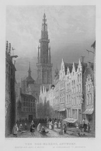 Le Marché aux Œufs, Anvers - William Henry Bartlett