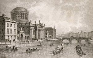 Les quatre cours de justice, Dublin, gravé par Owen - William Henry Bartlett