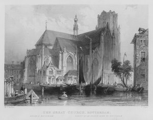 La Grande Église, Rotterdam - William Henry Bartlett