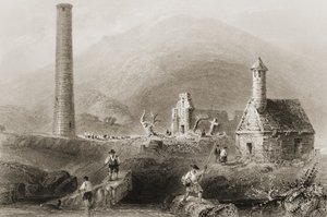 Les ruines de Glendalough, comté de Wicklow, Irlande, de 