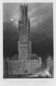 La Tour de la Bourse, Bruges - William Henry Bartlett