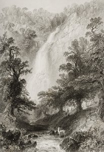 La cascade, Powerscourt, comté de Wicklow, Irlande, de 