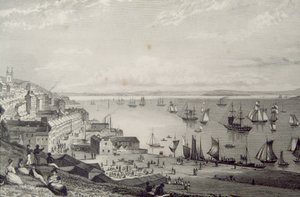 Vue du port de Cobh, en direction de Rostellan, comté de Cork, Irlande dans les années 1830, de 