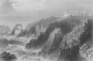 Vue du château de Slaines, près de Peterhead - William Henry Bartlett