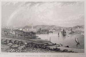 Vue de Waterford depuis The Dunmore Road, Irlande, gravé par W. Taylor - William Henry Bartlett