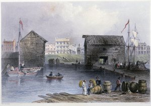 Vue des quais de Toronto - dans "Canadian scenery illustrated" de Bartlett W. H. - William Henry Bartlett